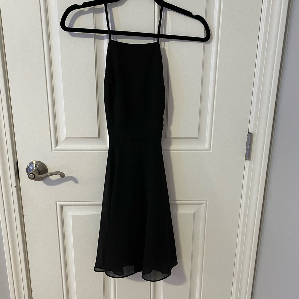 Navy blue and black dress. Crossover in the back